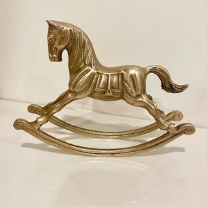 Vintage Brass Rocking Horse Mid Century